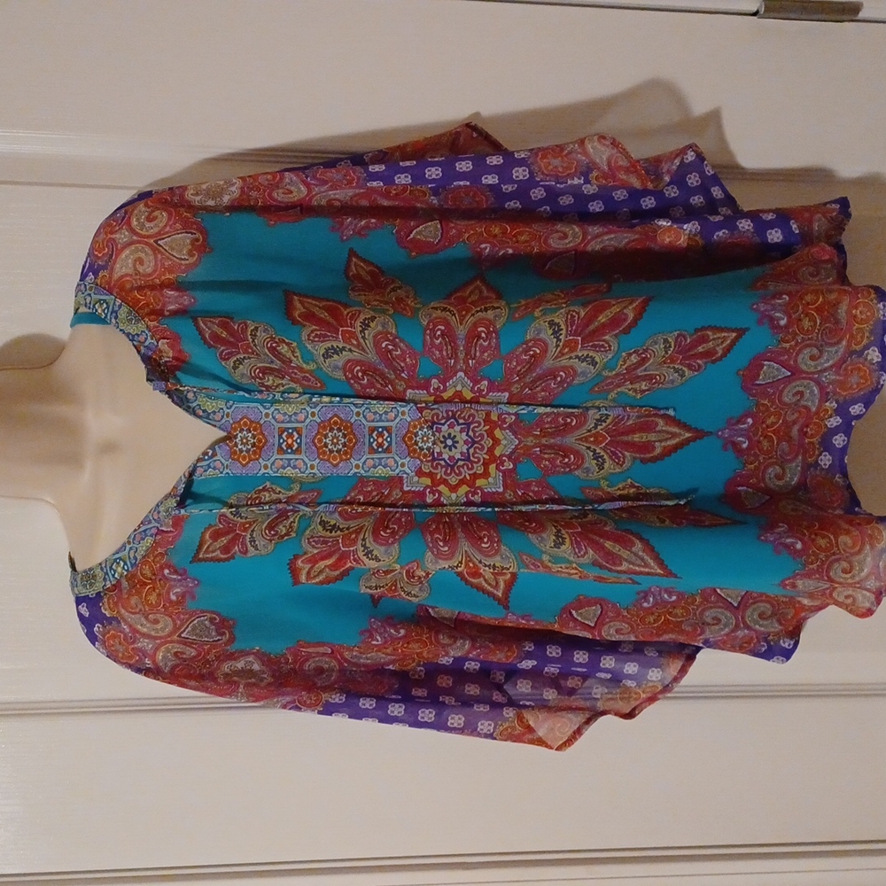 ANTHROPOLOGIE FIG AND FLOWER Blouse Size Large Short Sleeve Matching Tank Top